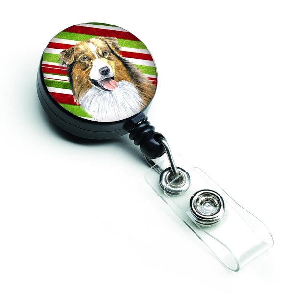 Carolines Treasures Australian Shepherd Candy Cane Holiday Christmas Retractable Badge Reel SC9357BR